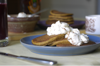 Image of Buttermilk Pumpkin Pancakes With Maple-ginger Whipped cream, Hodgson Mill Blog 